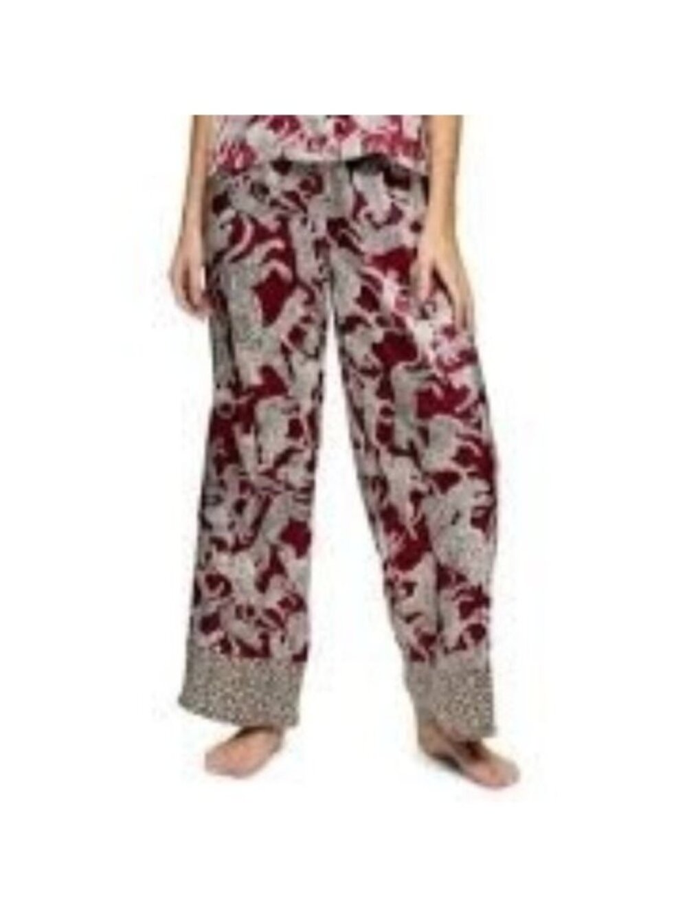 Topshop Leopard Print Wine Pants With Contrast Hem Detail